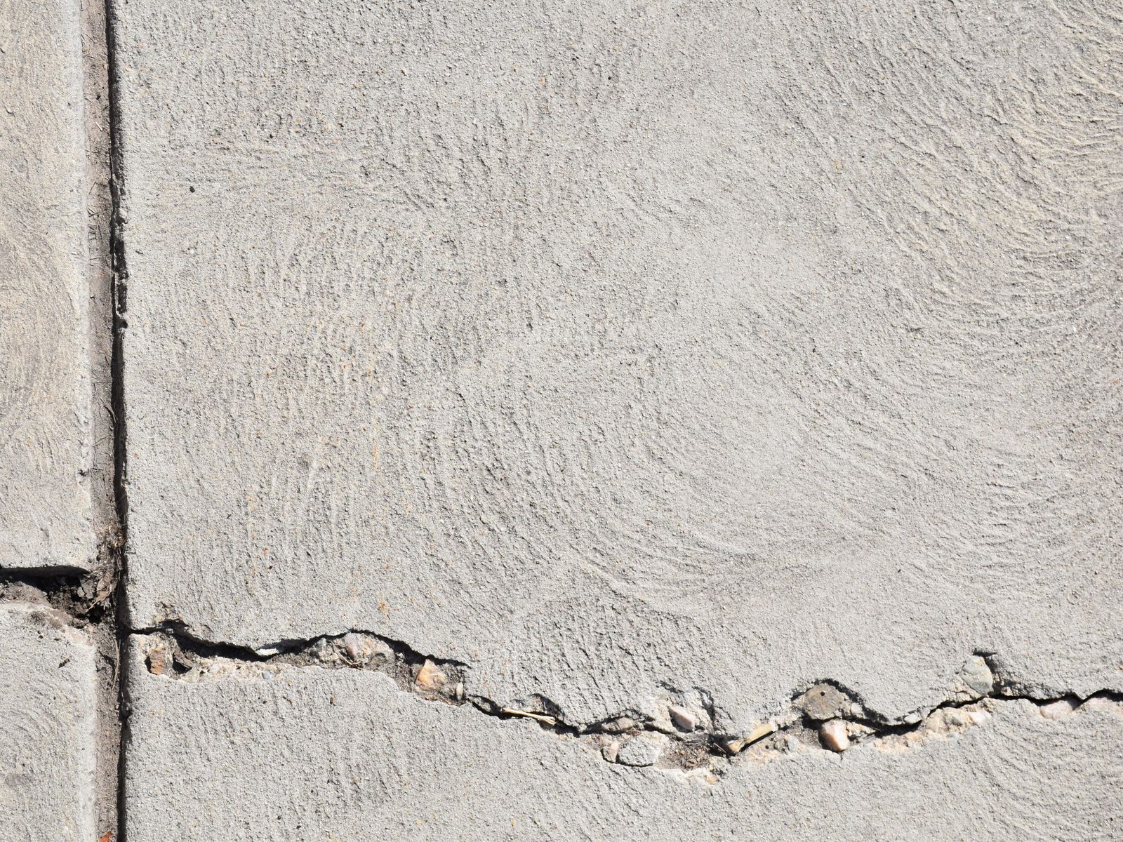Crack along a joint in a concrete slab